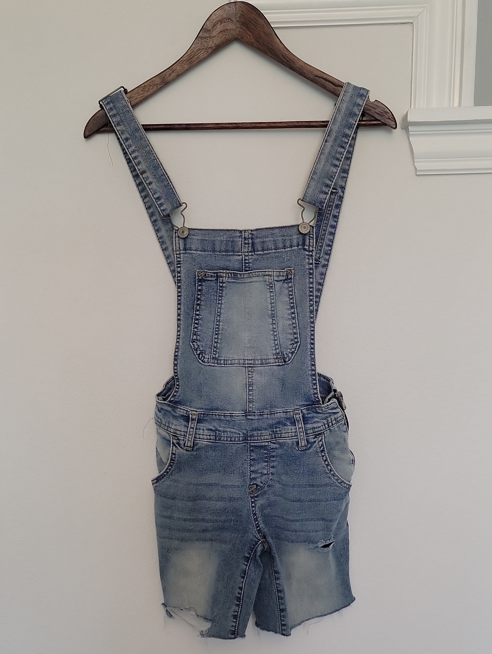 Wallflower Light Blue Denim Short Overalls